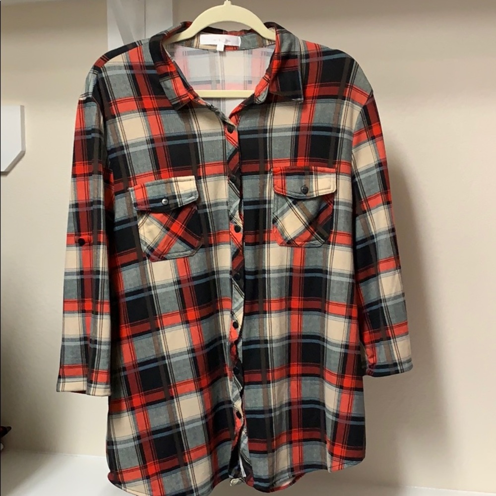 Eden and Olivia 3/4 length Flannel shirt